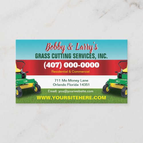 Landscaping Lawn Care Grass Cutting Business Card