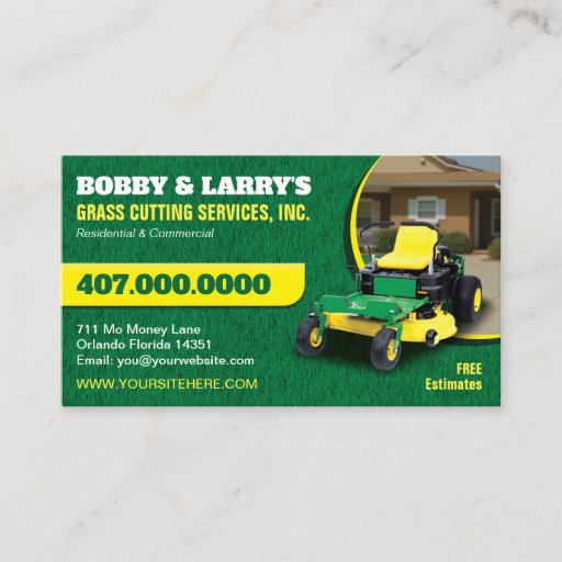 Customizable Landscaping Lawn Care Grass Cutting Business Card