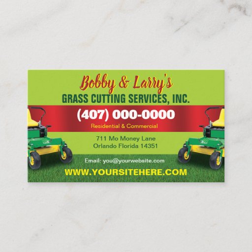 Customizable Landscaping Lawn Care Grass Cutting Business Card