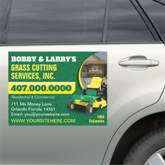 Landscaping Lawn Care Grass Cutting Car Magnet (In Situ)