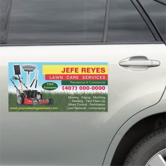 Landscaping Lawn Care Grass Cutting Car Magnet (In Situ)