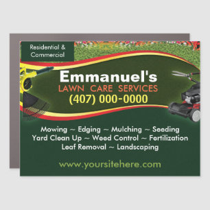 Landscaping Lawn Care Grass Cutting Car Magnet