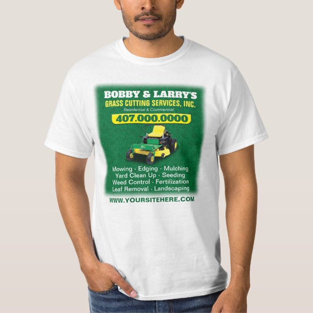 Landscaping Lawn Care Grass Cutting Template Dri T-Shirt (Front)