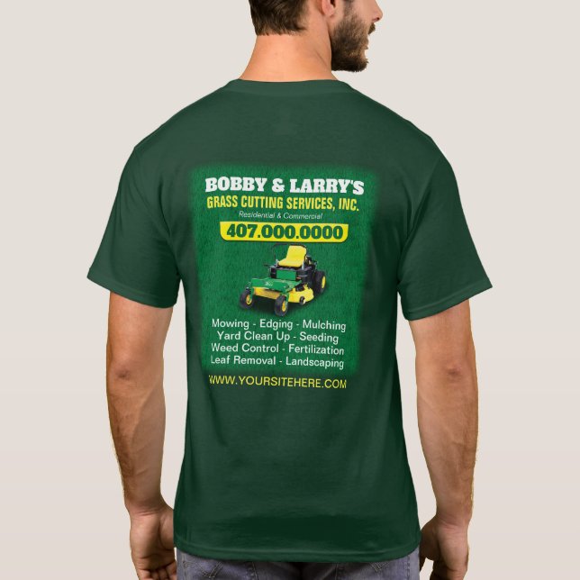 Landscaping Lawn Care Grass Cutting Template Dri T-Shirt (Back)