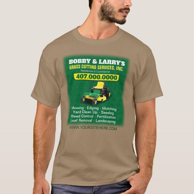 Landscaping Lawn Care Grass Cutting Template Dri T-Shirt (Front)