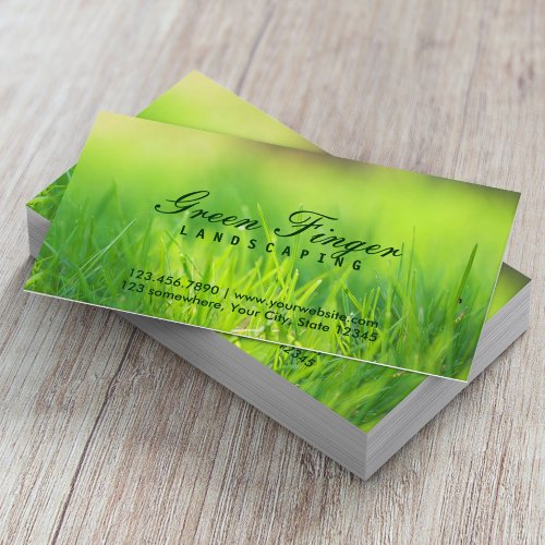 Landscaping  Lawn Care Green Finger Business Card