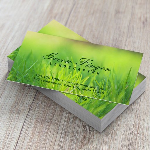 Customizable Landscaping & Lawn Care Green Finger Business Card