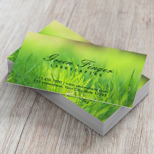 Landscaping & Lawn Care Green Finger Business Card