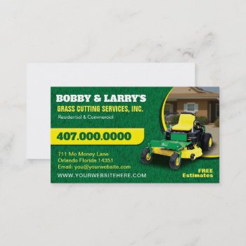 Landscaping Lawn Care Mower Business Card Template by WhizCreations at Zazzle