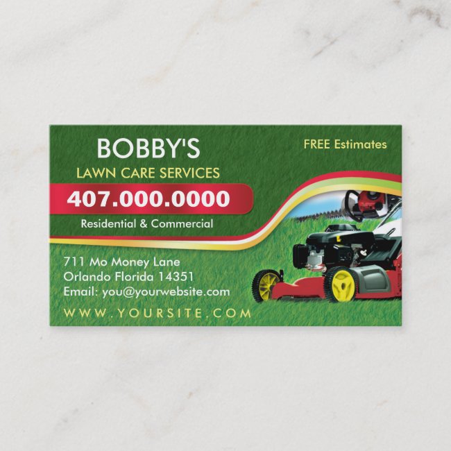 Landscaping Lawn Care Mower Business Card Template