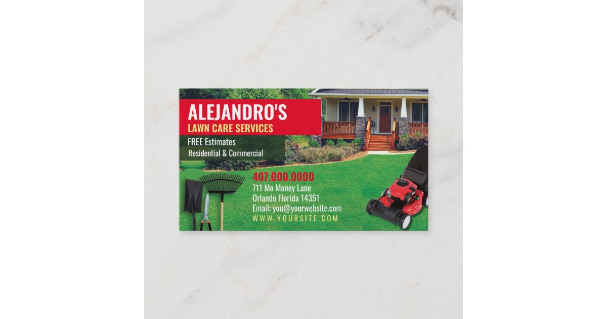 Landscaping Lawn Care Mower Business Card Template Zazzle Landscaping Lawn Care Mower Business