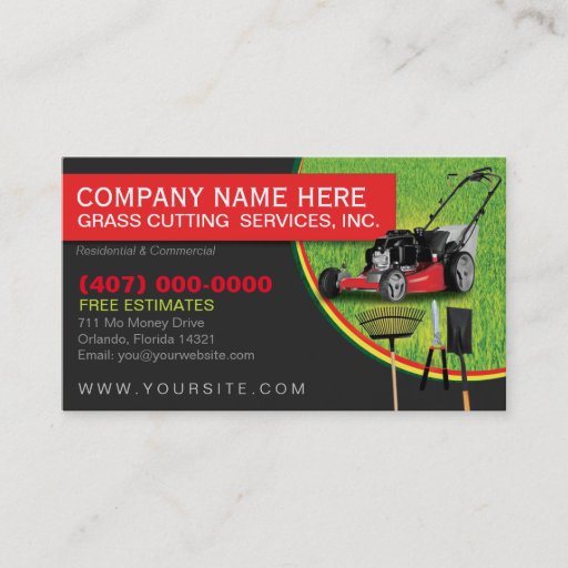 Customizable Landscaping Lawn Care Mower Business Card Template