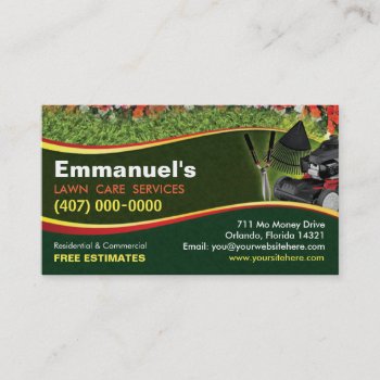 Landscaping Lawn Care Mower Business Card Template by WhizCreations at Zazzle