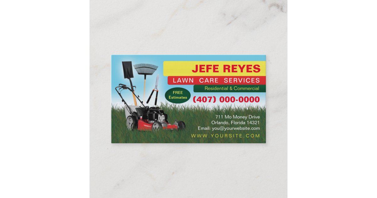 Landscaping Lawn Care Mower Business Card Template Zazzle Landscaping Lawn Care Mower Business