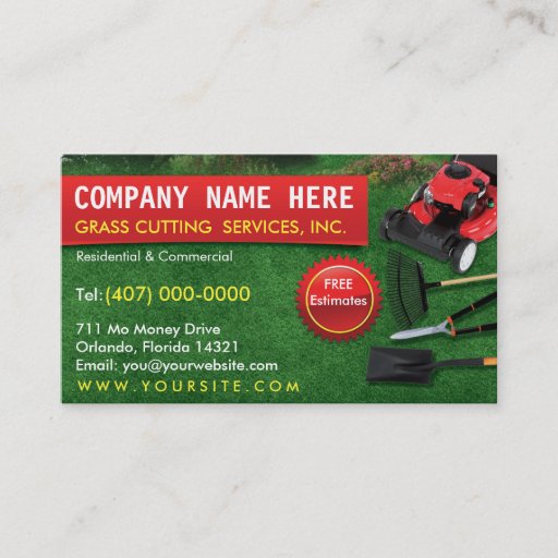 Customizable Landscaping Lawn Care Mower Business Card Template