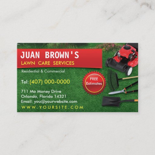 Customizable Landscaping Lawn Care Mower Business Card Template