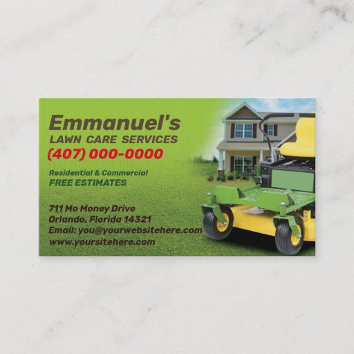 Customizable Landscaping Lawn Care Mower Business Card Template