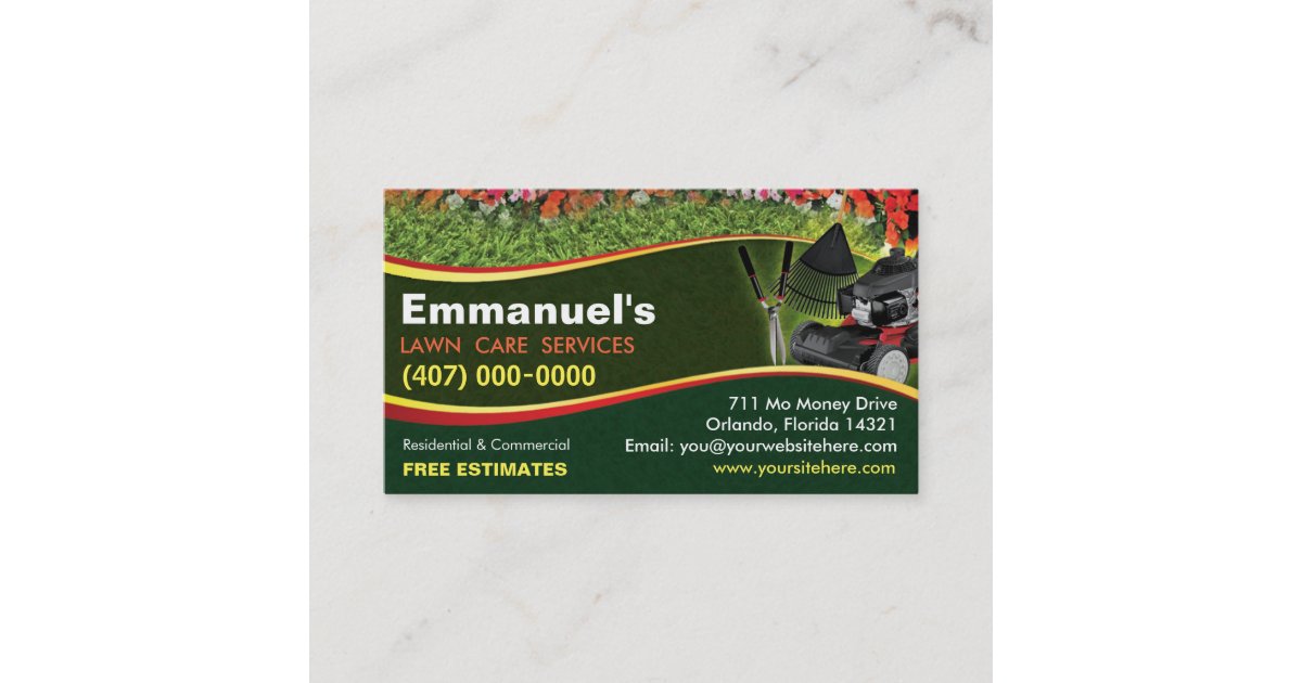 Landscaping Lawn Care Mower Business Card Template Zazzle Landscaping Lawn Care Mower Business