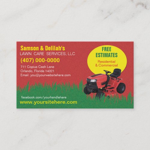 Landscaping Lawn Care Mower Business Card Template