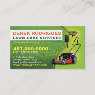 Landscaping Lawn Care Mower Business Card Template