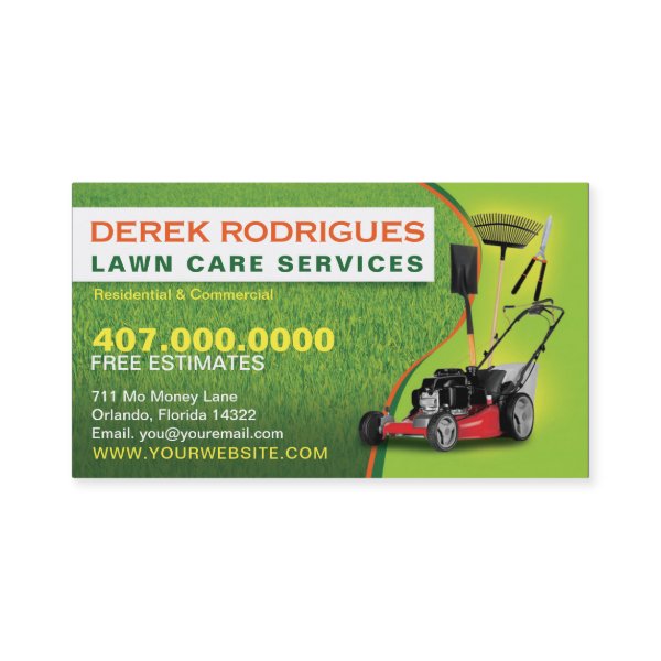 Landscaping Lawn Care Mower Business Card Template Custom Products