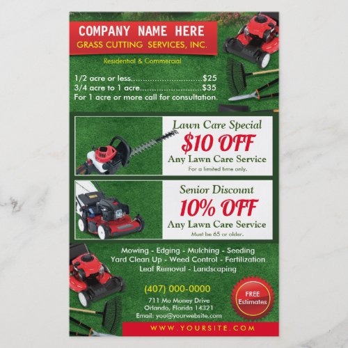 Landscaping Lawn Care Mower Half Page Template