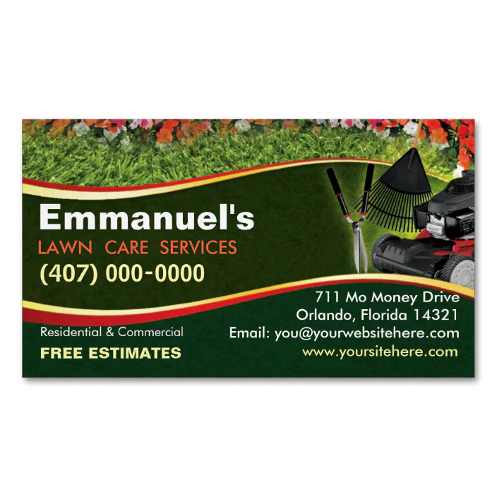 Landscaping Lawn Care Mower Template Business Card Magnet Zazzle Com