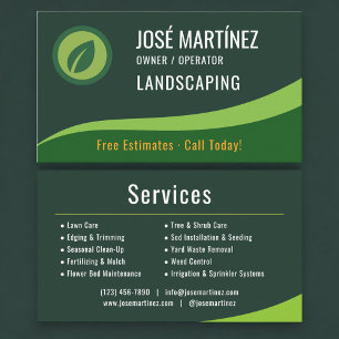 Landscaping Lawn Care Mowing Business Card