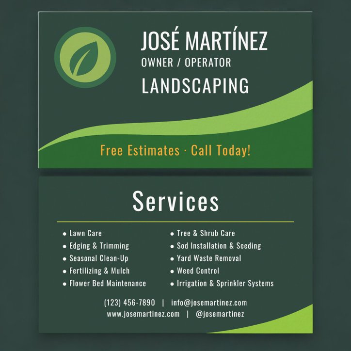 Landscaping Lawn Care Mowing Business Card