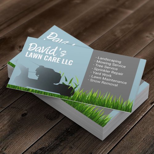Landscaping  Lawn Care Service Mint Blue Business Card