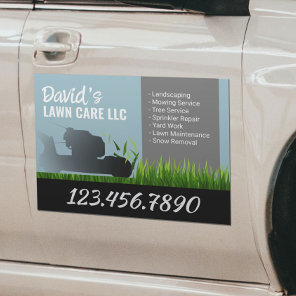 Landscaping & Lawn Care Service Mint Blue Car Magnet