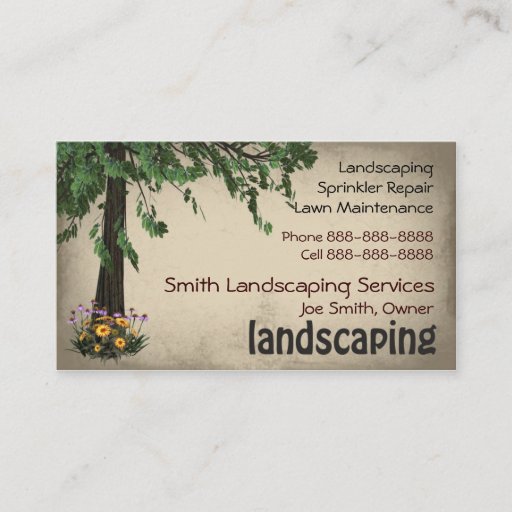 Customizable Landscaping Lawn Care Services Business Card