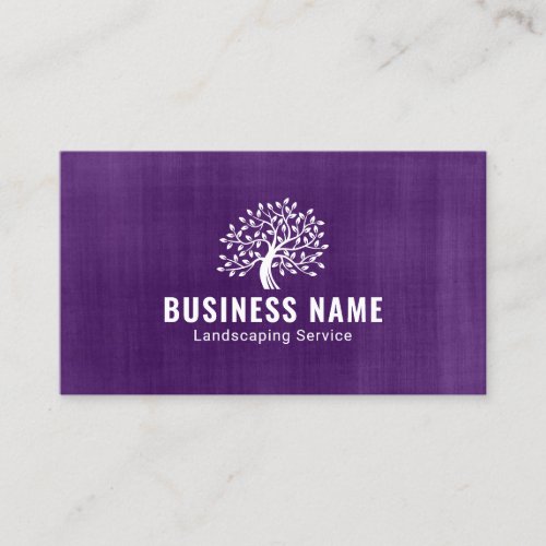 Landscaping  Lawn Care Tree Logo Vintage Purple Business Card
