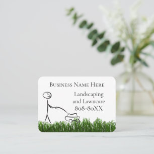 Landscaping Lawn Mower and Grass Illustration Business Card