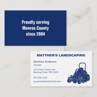 Landscaping Lawn Mowing Business Commercial Mower Business Card | Zazzle