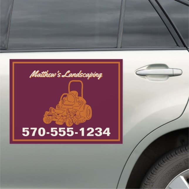 Landscaping Lawn Mowing Business Promotional Car Magnet (In Situ)