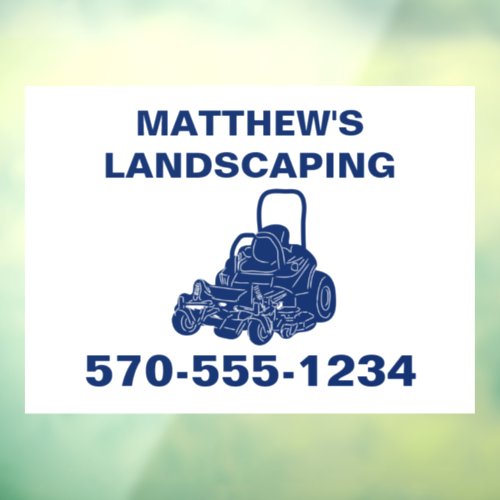 Landscaping Lawn Mowing Business Promotional Window Cling