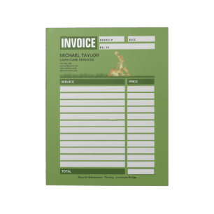 Landscaping Lawn Mowing Business Receipt Invoice Notepad