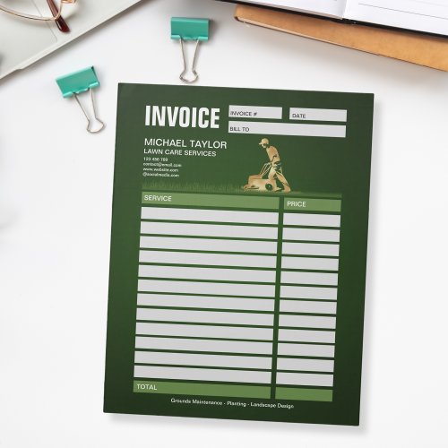 Landscaping Lawn Mowing Business Receipt Invoice Notepad