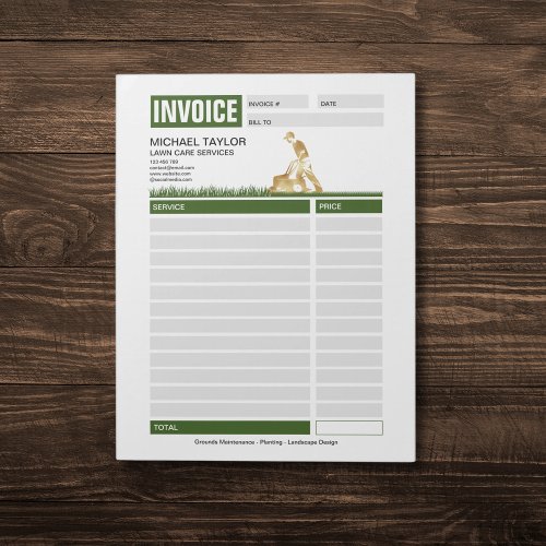 Landscaping Lawn Mowing Business Receipt Invoice Notepad