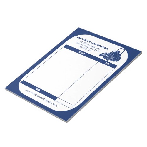 Landscaping Lawn Mowing Business Receipt Invoice Notepad