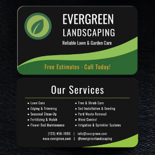 Landscaping Lawn Service Professional Black Green Business Card