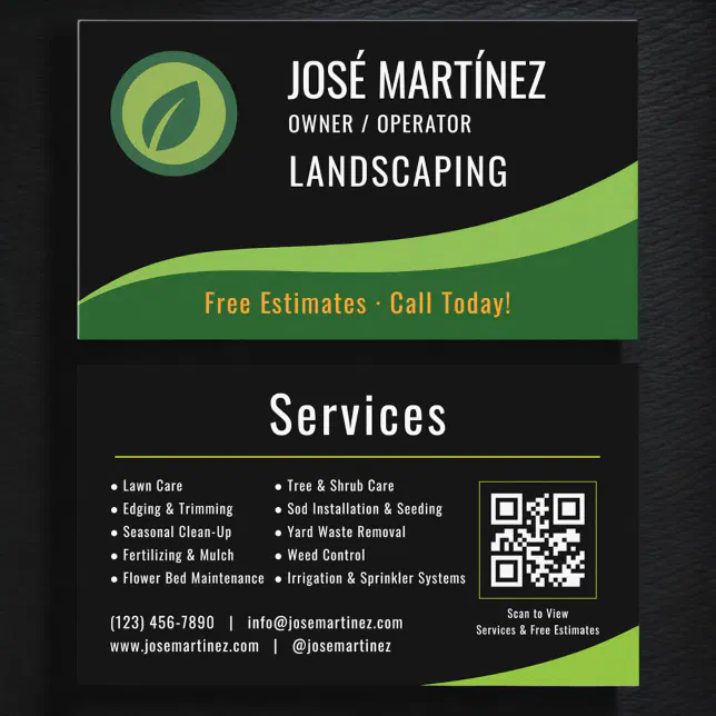 Landscaping Lawn Service QR Code Business Card | Zazzle