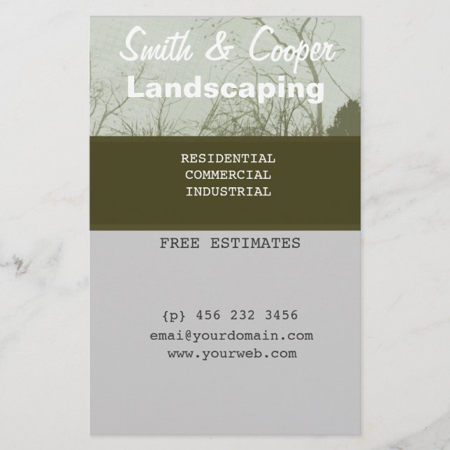 Landscaping Lawn Yard Gardening Care Personalized Flyer (Front)