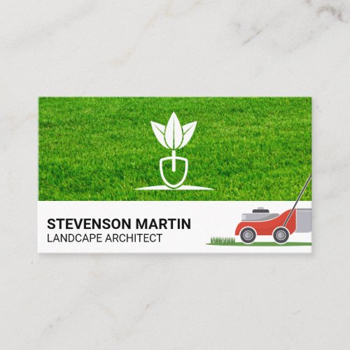 Landscaping Logo  Cut Grass Lawn Mower  Business Card