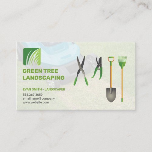 Landscaping Logo  Garden Tools  Lawnmower Business Card