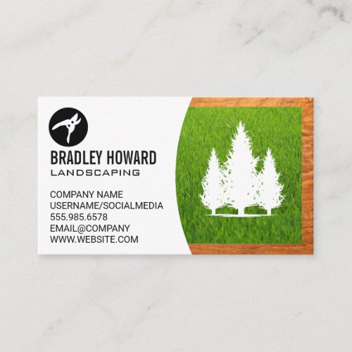 Landscaping Logo  Grass and Trees Business Card