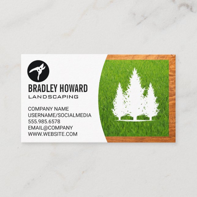 Landscaping Logo | Grass and Trees Business Card (Front)