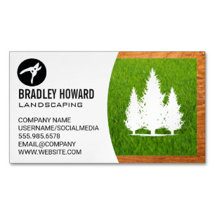 Landscaping Logo Grass and Trees Business Card Magnet