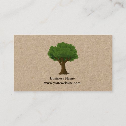 Landscaping Minimalist Green Tree Kraft printed Business Card